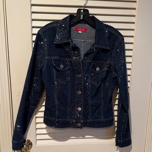 ABS Allen Schwartz Dark Blue Splatter Jean Jacket size M